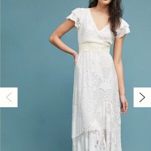 Farm Rio for Anthropologie Gerty Elegant White Maxi Dress